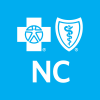 Blue Cross North Carolina Logo - White type and icons on cyan background